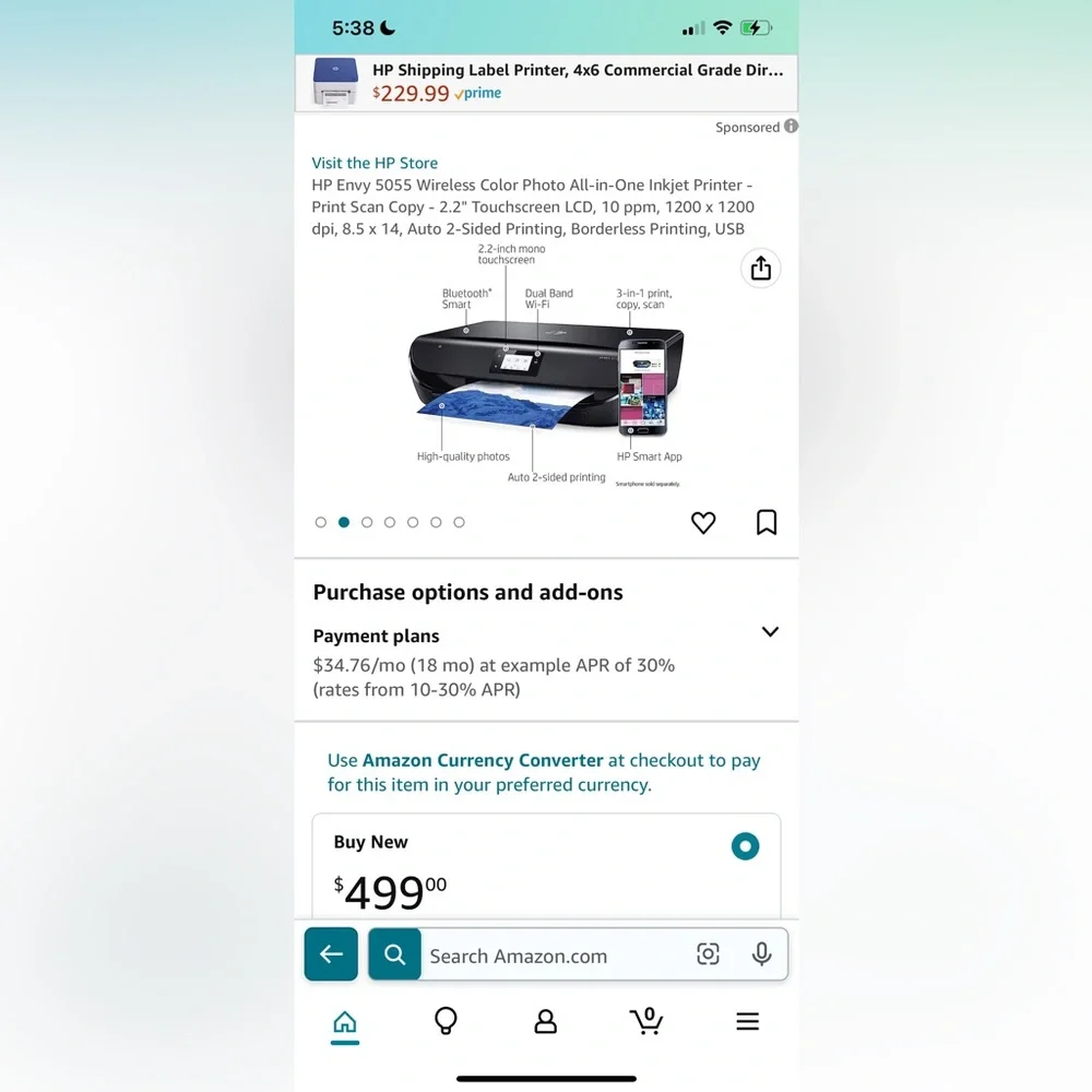 HP Envy Wireless color photo all-in-one Inkjet printer